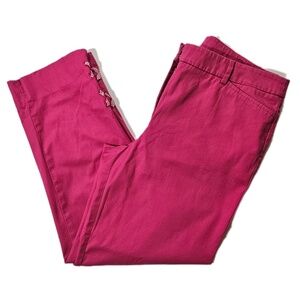Talbots Pants Womens 6 Pink Perfect Crop Cropped Twill Straight Stretch Pockets